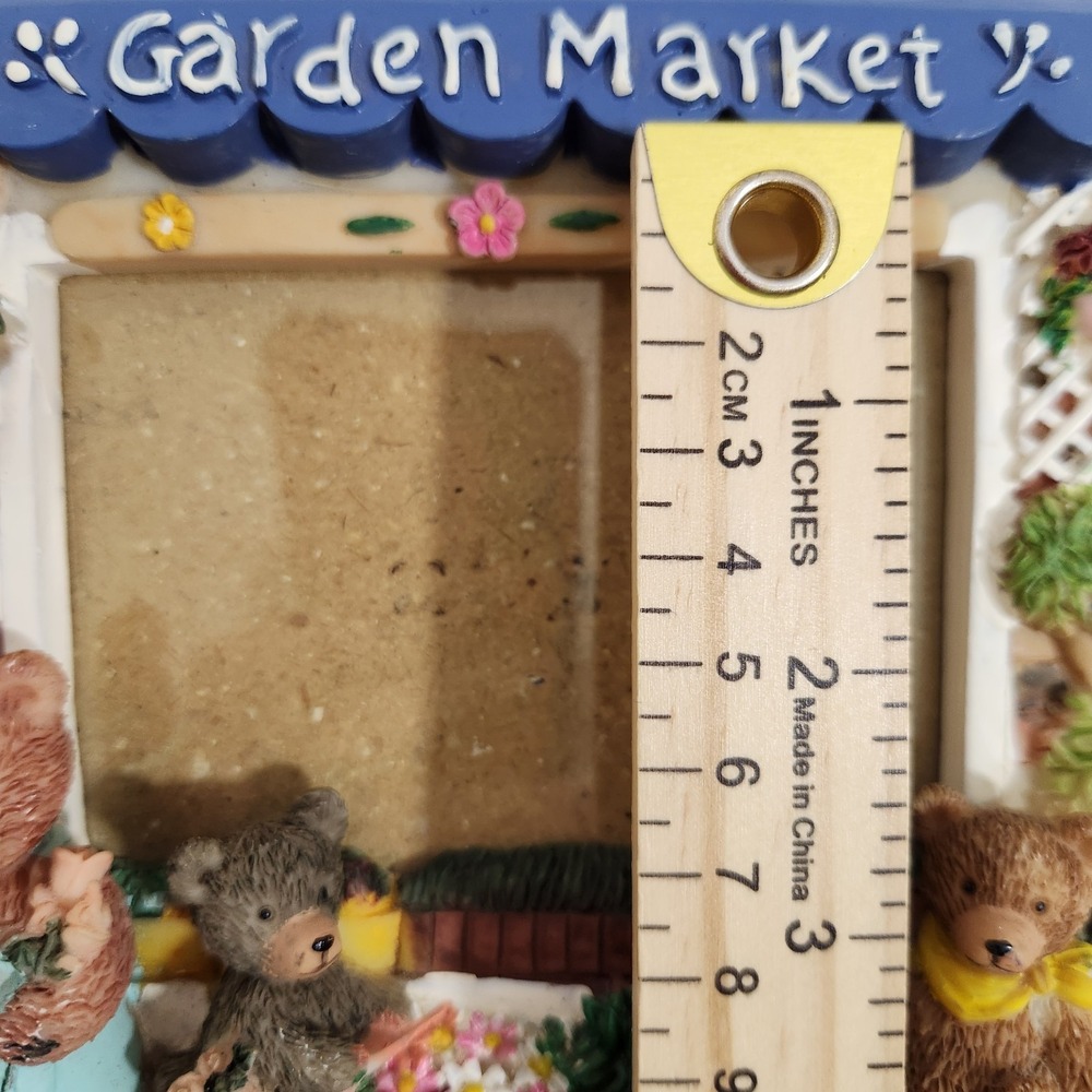 Vintage Garden Market Teddy Bears Resin Picture Frame Floral Cottagecore Flowers - Picture 6 of 9